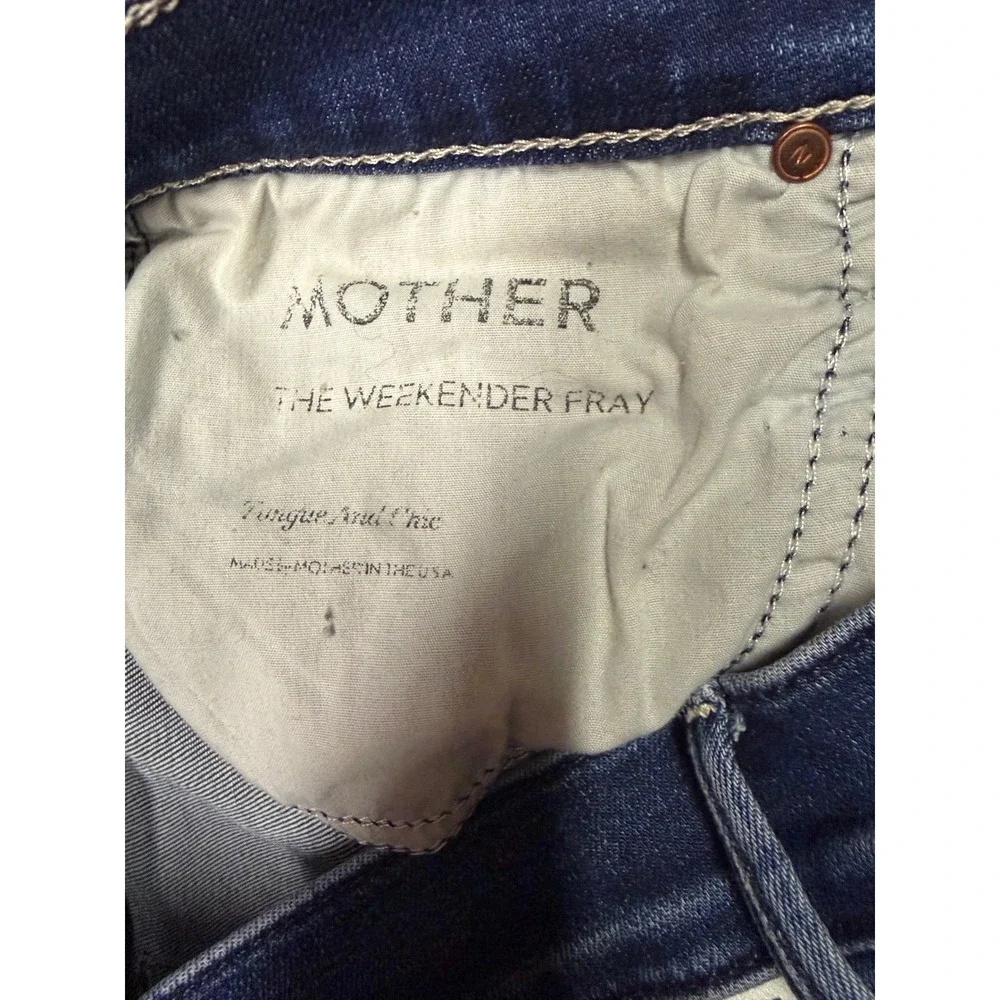 Mother The Weekender Fray Mid Rise Flare Jeans Tongue and Chic Denim Size 28 - Picture 4 of 10